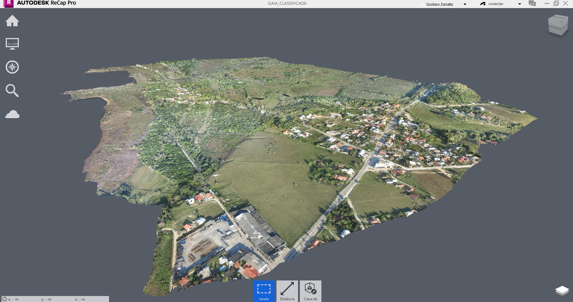 Nuvem de pontos do terreno utilizada em projetos de infraestrutura